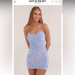 lucy in the sky blue sequence dress